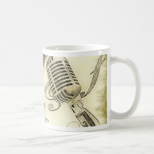Taza De Café Guitarra vintage y micrófono
