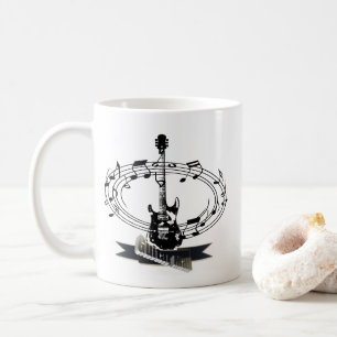 Taza De Café Guitarra y notas musicales