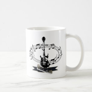 Taza De Café Guitarra y notas musicales