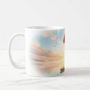 Taza De Café Guitarrista al amanecer Rosa Pregunta Muelle Lago 