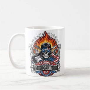 Taza De Café Guitarrista de la Libertad Patriótica Cráneo Músic