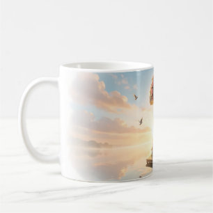 Taza De Café Guitarrista del signo de interrogación rosa Lago s
