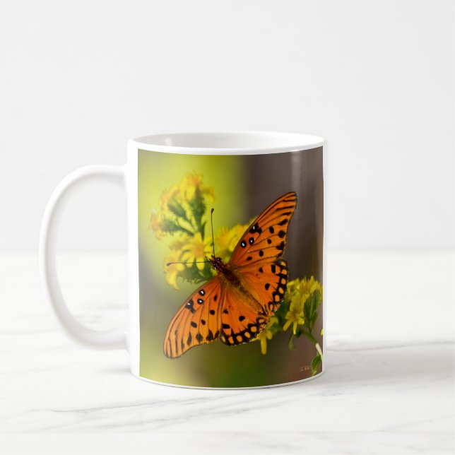 Taza De Café Gulf Fritillary aka Passion Butterfly on Goldenrod (Izquierda)