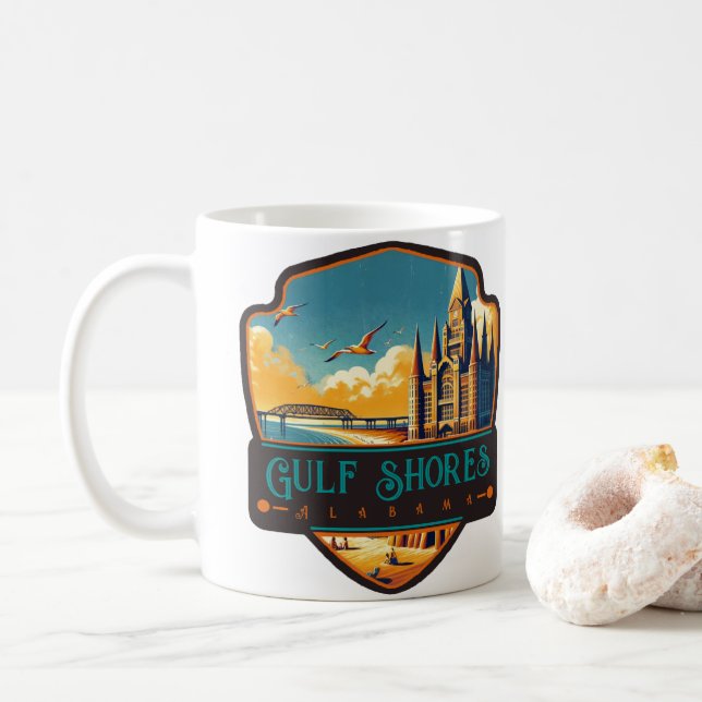 Taza De Café Gulf Shores, Alabama | Antiguo (Con donut)