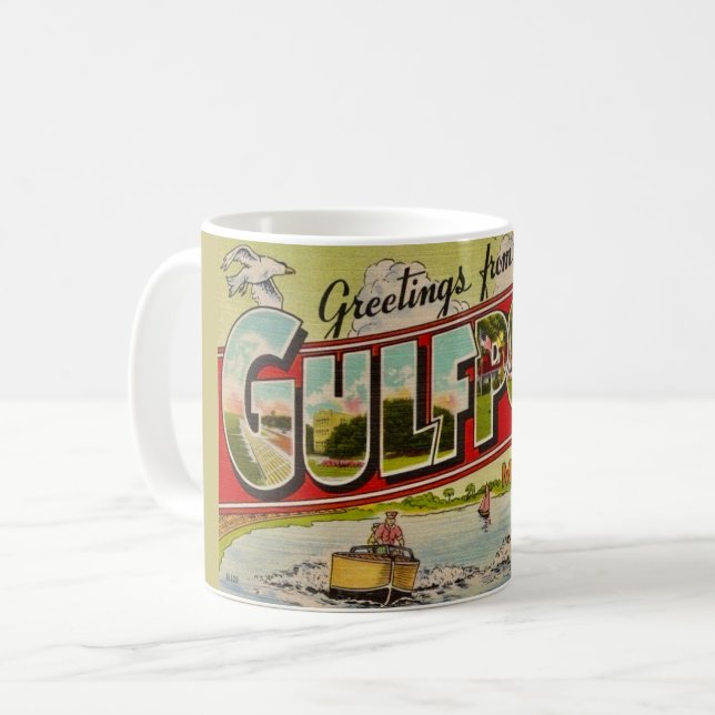 Taza De Café Gulfport Mississippi Saludos Postales (Anverso izquierdo)