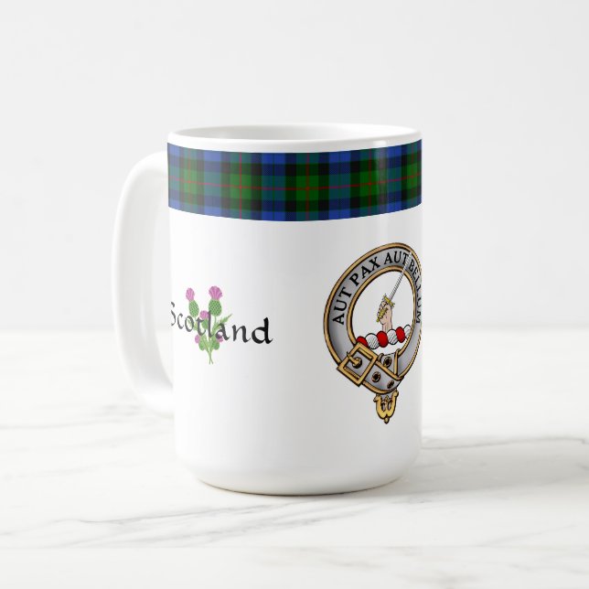 Taza De Café Gunn Clan Badge Tartan & Motto Classic (Anverso izquierdo)