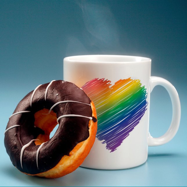 Taza De Café Gusano de corazón garabato arcoiris (Subido por el creador)