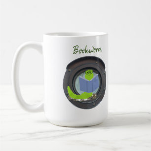 Taza De Café Gusano de libro en una portilla