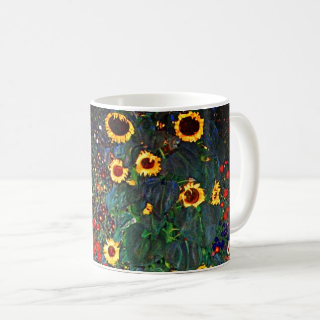 Taza De Café Gustav Klimt Flower Garden (Anverso derecho)