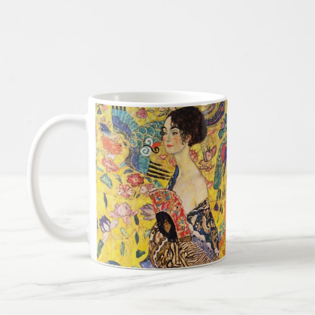 Taza De Café Gustav Klimt Lady Con Ventilador (Izquierda)
