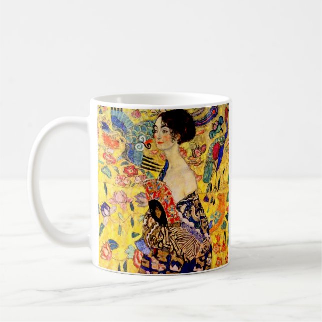 Taza De Café Gustav Klimt Lady con ventilador (Izquierda)
