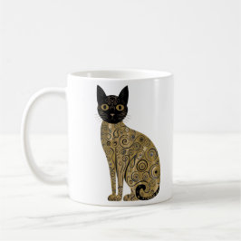 Taza De Café Gustav Klimt Style Black Cat Art