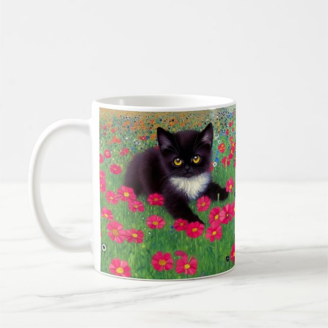 Taza De Café Gustav Klimt Tuxedo Cat (Izquierda)