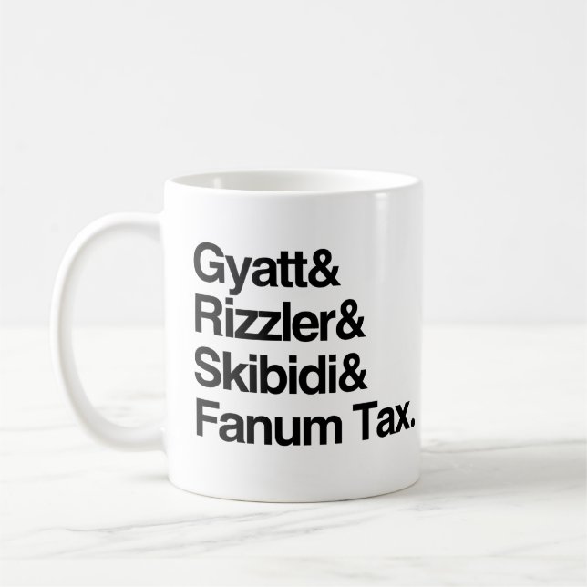 Taza De Café Gyatt Rizzler Skibidi y Fanum Tax (Izquierda)