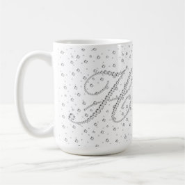 Taza De Café H Monograma inicial Impresión de diamantes blancos
