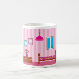 Taza De Café Habitación infantil con flores rosadas