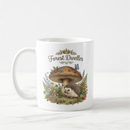 Taza De Café Habitante del Bosque Erizo Lindo Casa de Champiñón