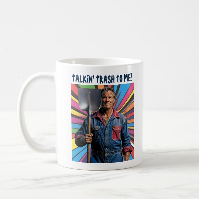 Taza De Café Hablando basura. 1 línea de texto de personalizabl (Izquierda)