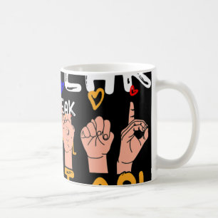 Taza De Café Hablo con fluidez ASL - lenguaje de señas Concienc