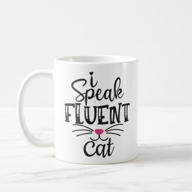 Taza De Café Hablo con fluidez gato humorístico (Izquierda)