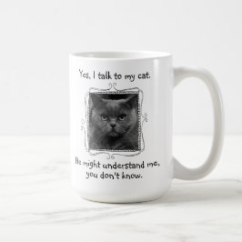Taza De Café Hablo con mi gato | Personalizable gracioso