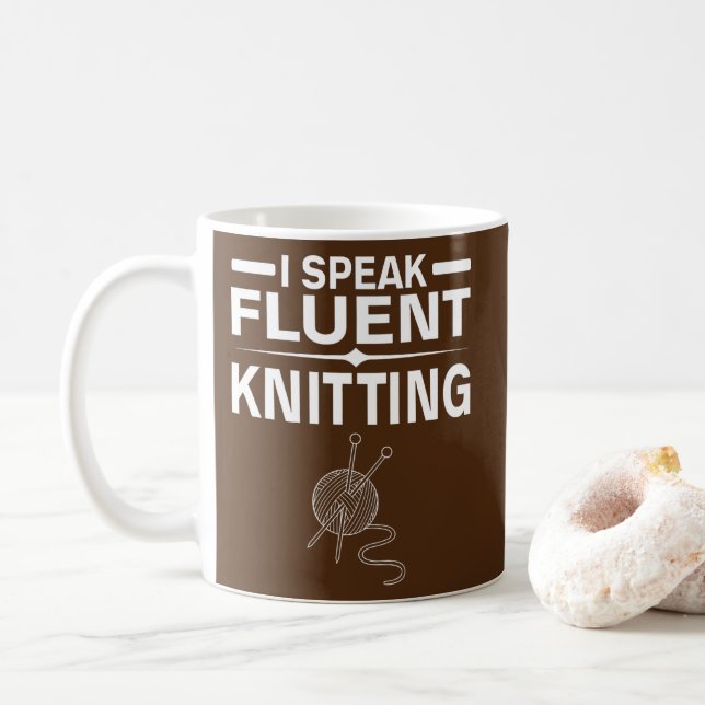 Taza De Café Hablo Fluent Knitting Funny Diciendo Gráfica  (Con donut)