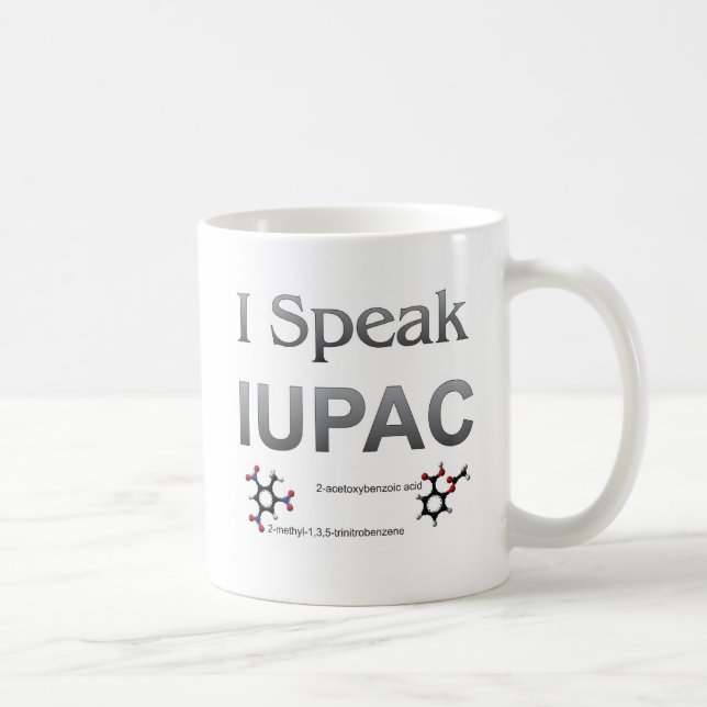 Taza De Café Hablo nomenclatura de la química de IUPAC (Derecha)