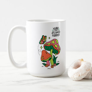 Taza De Café Hacer que los sueños ocurran   Mariposa colorida