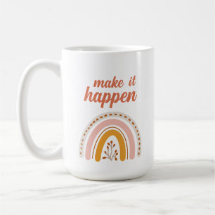 Taza De Café Hacerlo realidad, el arcoiris boho motivador