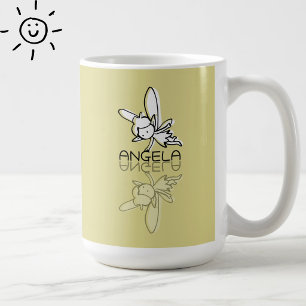Taza De Café Hada Amarilla Reflexión Garabato Nombre Personaliz