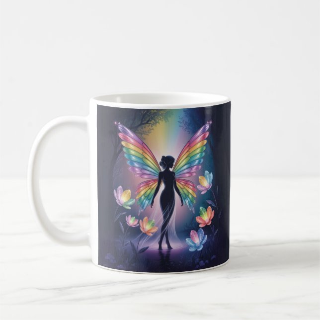 Taza De Café Hada arcoíris brillante – Fantasía mágica en la no (Izquierda)