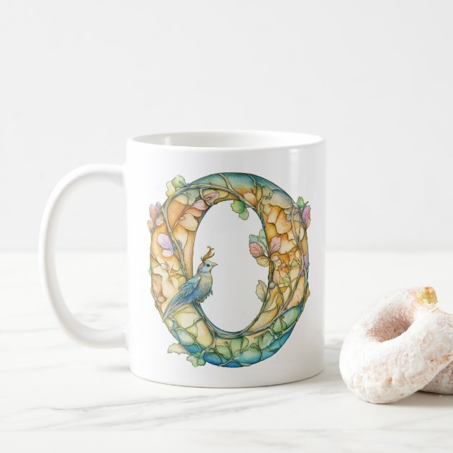 Taza De Café Hada Arcoíris Inicial 'O' (Con donut)