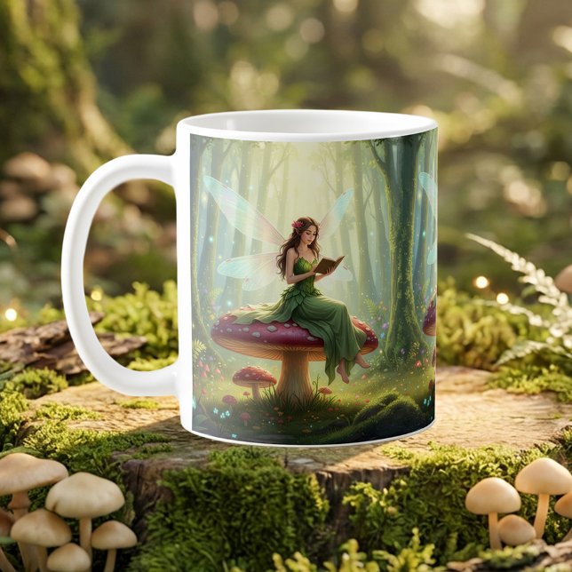 Taza De Café Hada de día encantada leyendo un libro (Subido por el creador)