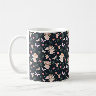Taza De Café Hada de Dibujos Animados con Flores Patrón Perfect