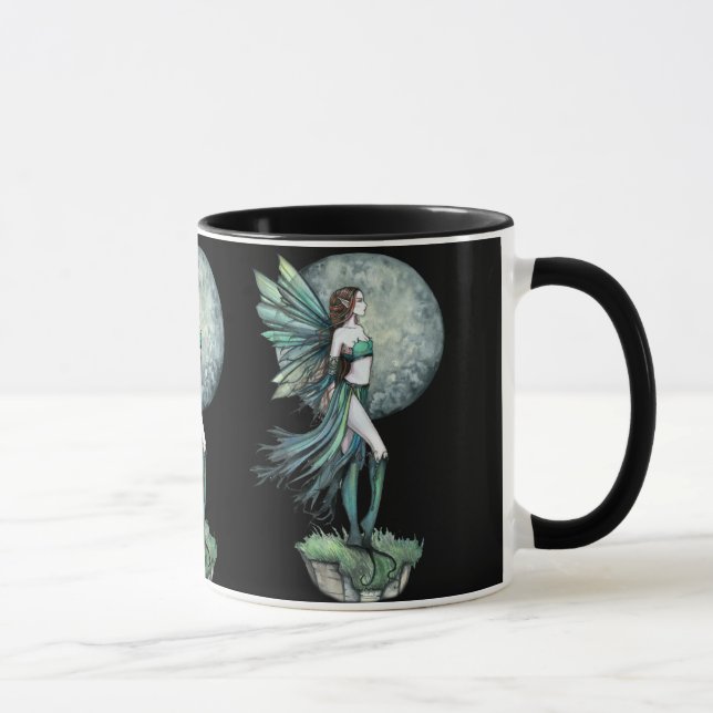 Taza de café Hada de la Luna Verde Hermosa (Derecha)