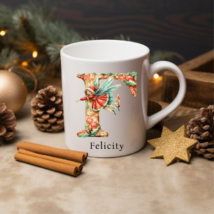 Taza De Café Hada de Navidad Personalizada con Monograma Inicia