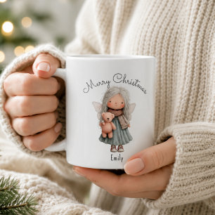Taza De Café Hada de Navidad personalizada y adorable niña y Te