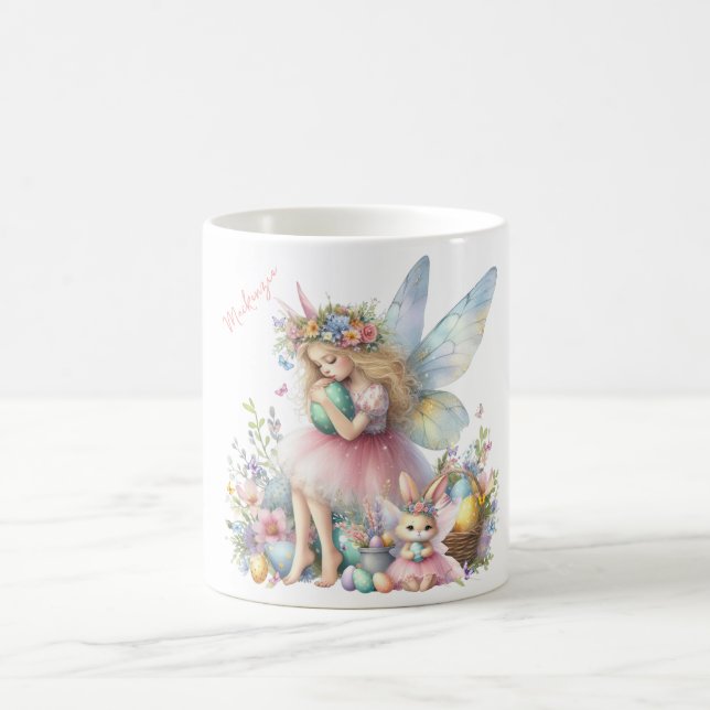 Taza De Café Hada de Pascua de primavera en acuarela (Centro)