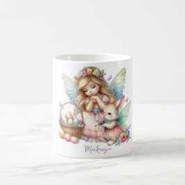 Taza De Café Hada de Pascua de primavera en acuarela