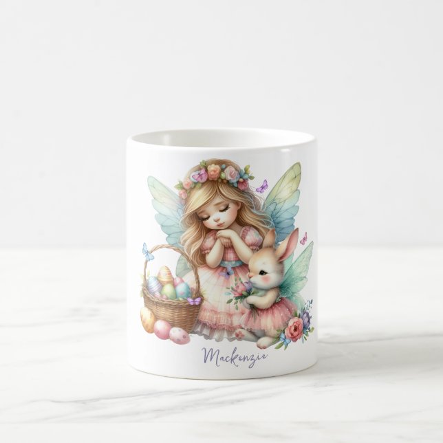 Taza De Café Hada de Pascua de primavera en acuarela (Centro)