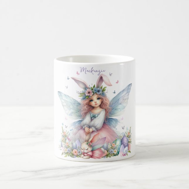 Taza De Café Hada de Pascua de primavera en acuarela (Centro)