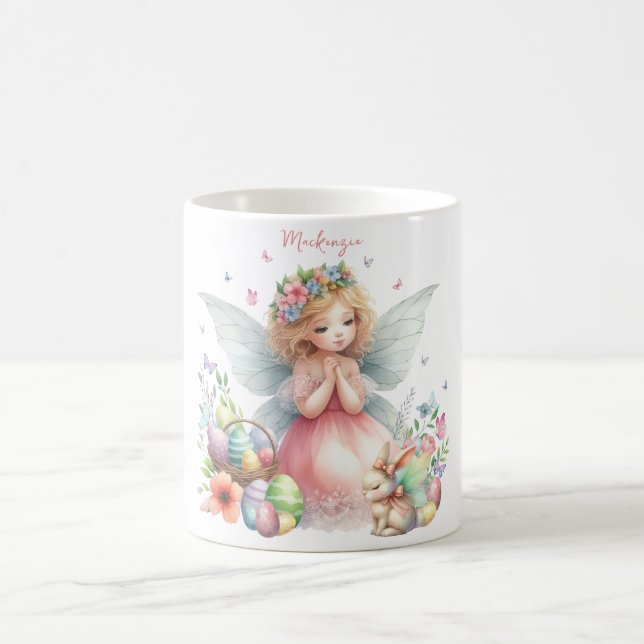 Taza De Café Hada de Pascua de primavera en acuarela (Centro)