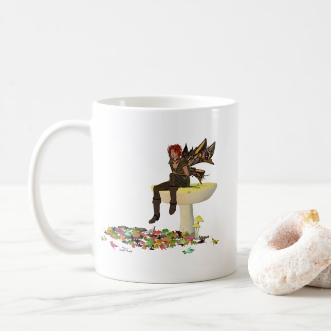 Taza De Café Hada De Un Niño Irlandés En Un Café De Hongos (Con donut)
