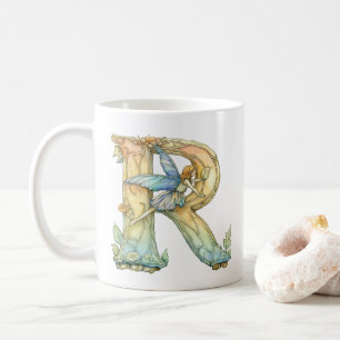 Taza De Café Hada del Arcoíris Inicial 'R'