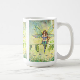 Taza De Café Hada del Jardín Verde por Molly Harrison Arte Fant