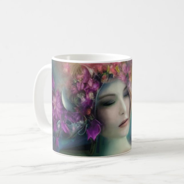 Taza De Café Hada En La Acuarela Del Jardín De Flores (Anverso izquierdo)