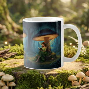 Taza De Café Hada nocturna encantada leyendo un libro