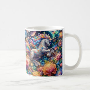 Taza De Café Hada Unicornio Caprichoso Floral