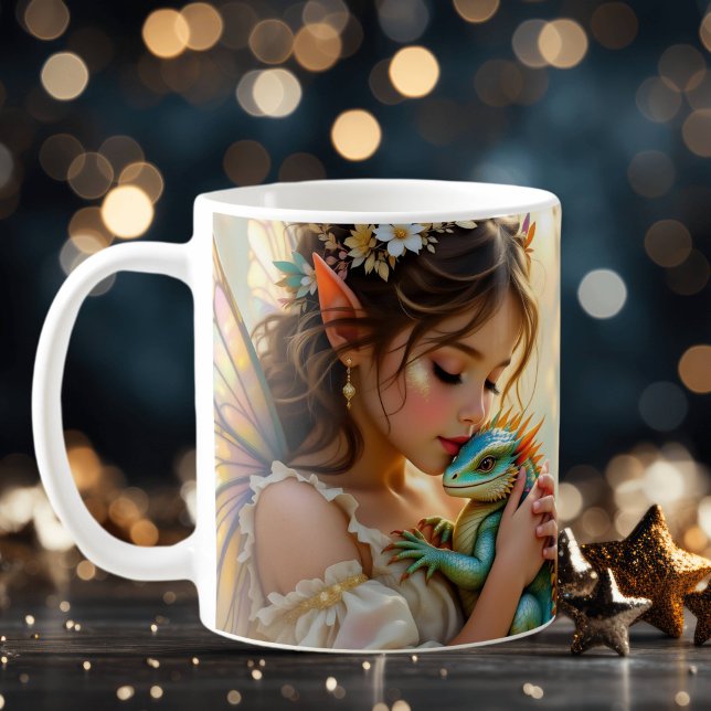 Taza De Café Hada y Dragón Místico Personalizado (Subido por el creador)
