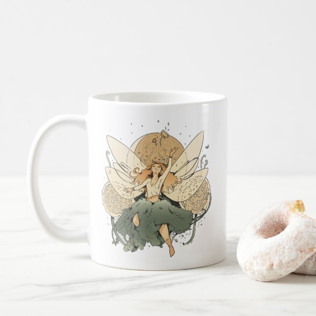 Taza De Café Hadas encantadoras - Arte fantástico (Con donut)